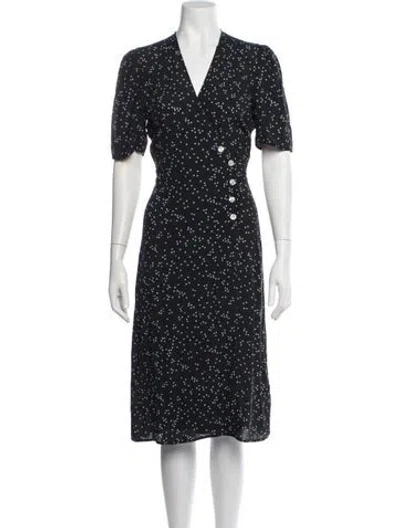 Pre-owned Rouje Polka Dot Print Midi Length Dress In Blue