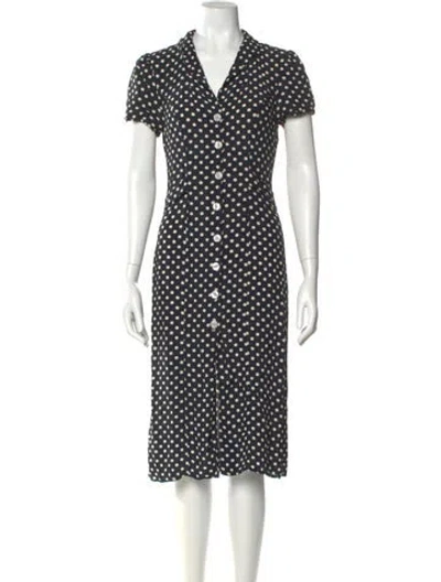 Pre-owned Rouje Polka Dot Print Midi Length Dress In Green