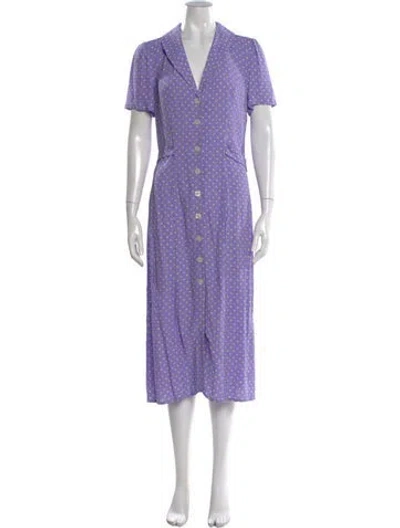 Pre-owned Rouje Polka Dot Print Midi Length Dress In Purple