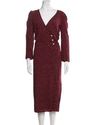 Pre-owned Rouje Polka Dot Print Midi Length Dress In Red