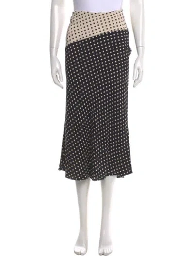 Pre-owned Rouje Polka Dot Print Midi Length Skirt In Black