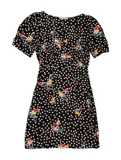 Pre-owned Rouje Polka Dot Print Mini Dress In Black