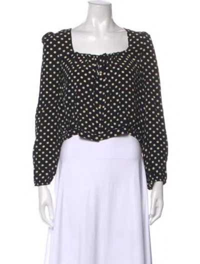 Pre-owned Rouje Polka Dot Print Square Neckline Crop Top In Black