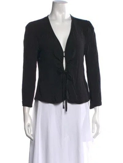 Pre-owned Rouje Polka Dot Print V-neck Blouse In Black