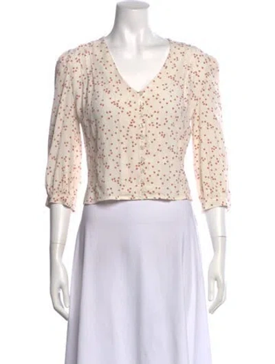 Pre-owned Rouje Polka Dot Print V-neck Blouse In Neutral