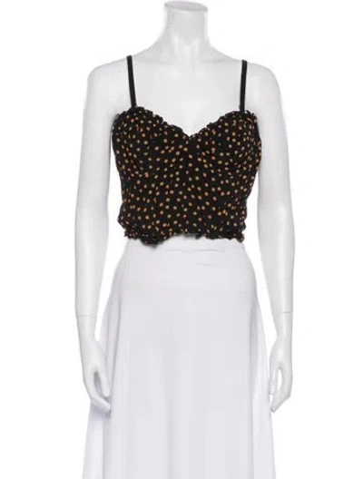Pre-owned Rouje Polka Dot Print V-neck Crop Top In Black