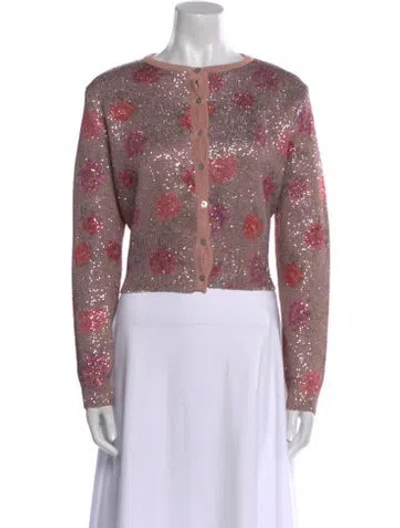 Pre-owned Rouje Printed Bateau Neckline Sweater In Pink