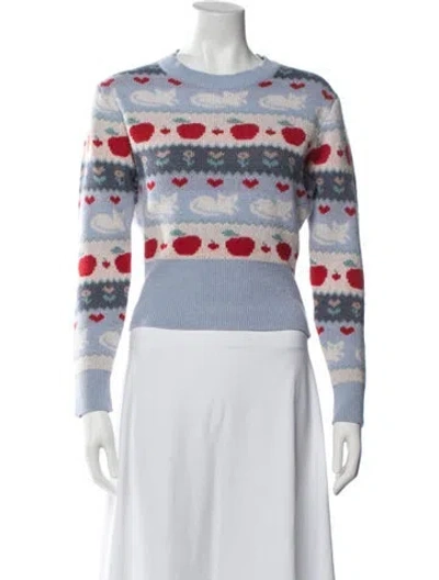 Pre-owned Rouje Printed Crew Neck Sweater In Blue