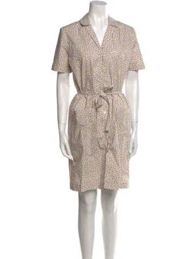 Pre-owned Rouje Printed Knee-length Dress In White