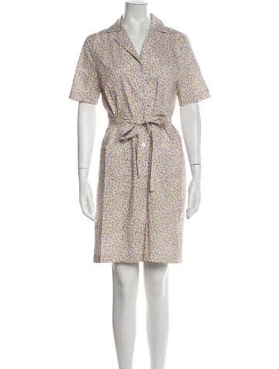 Pre-owned Rouje Printed Knee-length Dress In White