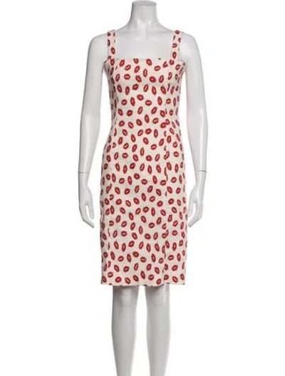 Pre-owned Rouje Printed Knee-length Dress In White