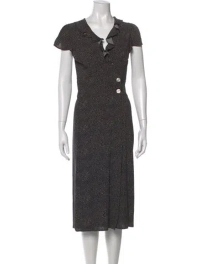Pre-owned Rouje Printed Midi Length Dress In Black