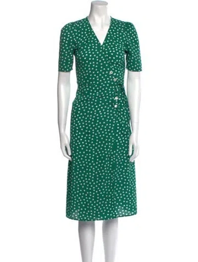 Pre-owned Rouje Printed Midi Length Dress In Green