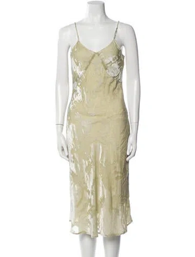 Pre-owned Rouje Printed Midi Length Dress In Green