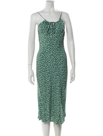 Pre-owned Rouje Printed Midi Length Dress In Green