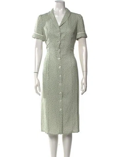 Pre-owned Rouje Printed Midi Length Dress In Green