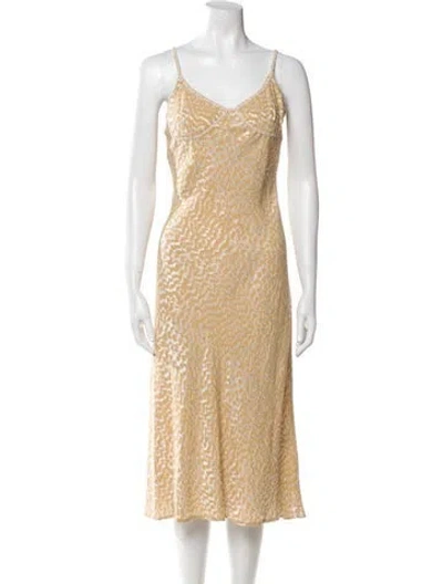 Pre-owned Rouje Printed Midi Length Dress In Neutral