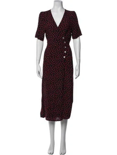 Pre-owned Rouje Printed Midi Length Dress In Red