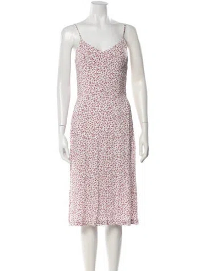 Pre-owned Rouje Printed Midi Length Dress In White