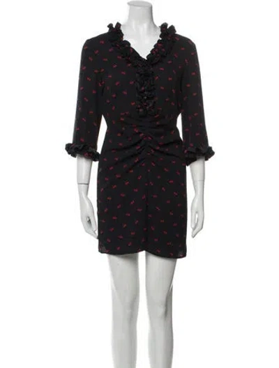 Pre-owned Rouje Printed Mini Dress In Black