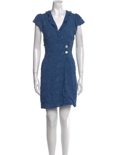 Pre-owned Rouje Printed Mini Dress In Blue