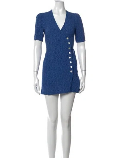 Pre-owned Rouje Printed Mini Dress In Blue