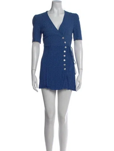 Pre-owned Rouje Printed Mini Dress In Blue