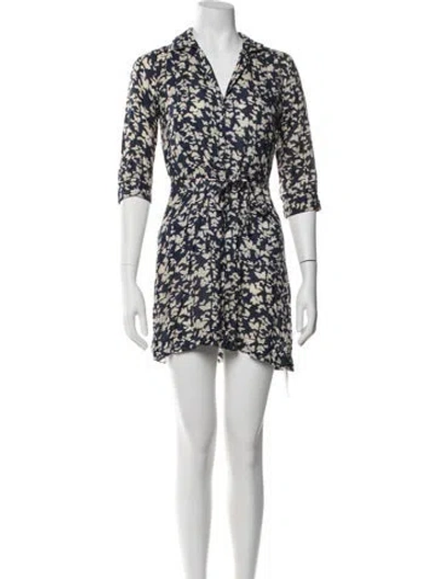 Pre-owned Rouje Printed Mini Dress In Blue