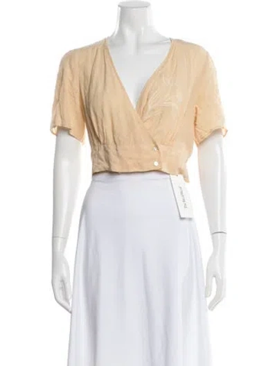 Pre-owned Rouje Printed V-neck Crop Top In Neutral