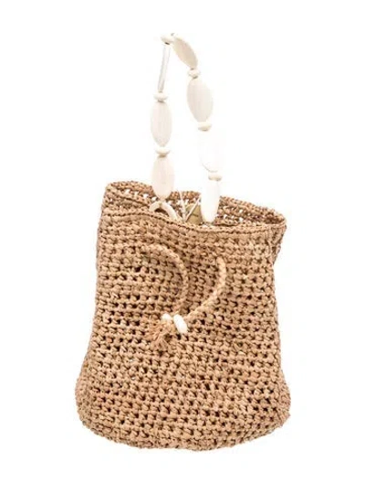 Pre-owned Rouje Raffia Bucket Bag In Neutral