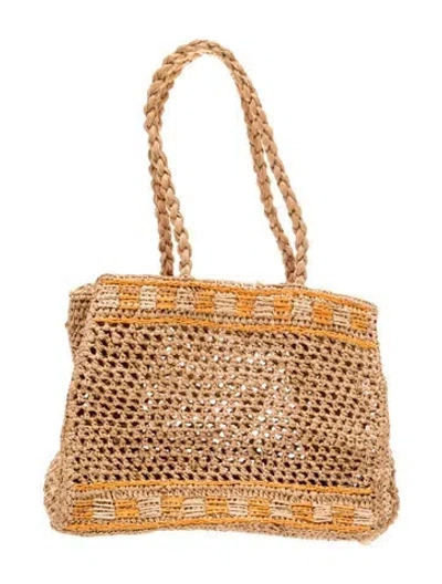 Pre-owned Rouje Raffia Top Handle Bag In Neutral