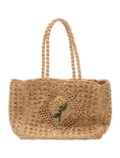 Pre-owned Rouje Raffia Top Handle Bag In Neutral