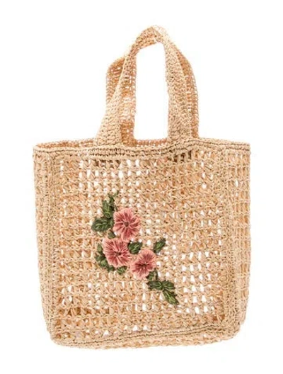Pre-owned Rouje Raffia Top Handle Bag In Neutral