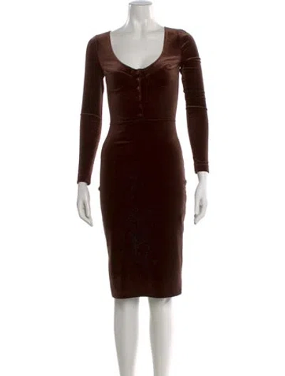 Pre-owned Rouje Scoop Neck Knee-length Dress In Brown