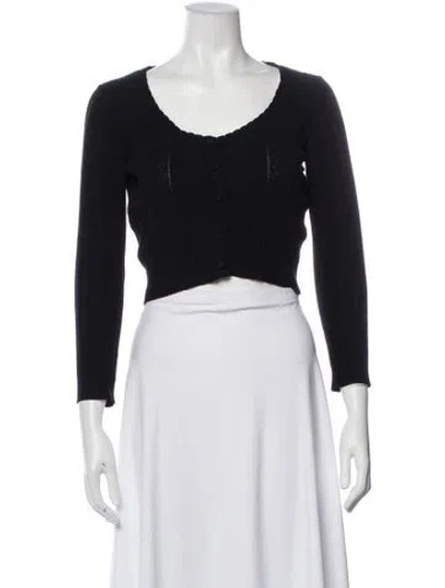 Pre-owned Rouje Scoop Neck Long Sleeve Crop Top In Gray