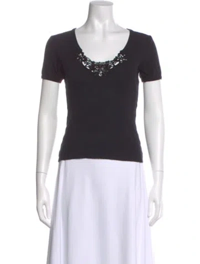 Pre-owned Rouje Scoop Neck Short Sleeve Top In Black