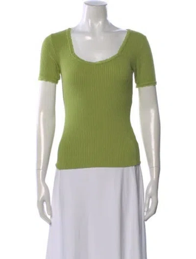 Pre-owned Rouje Scoop Neck Short Sleeve Top In Green