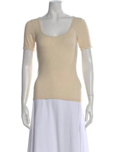 Pre-owned Rouje Scoop Neck Short Sleeve Top In Neutral