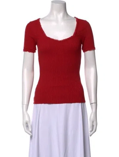 Pre-owned Rouje Scoop Neck Short Sleeve Top In Red