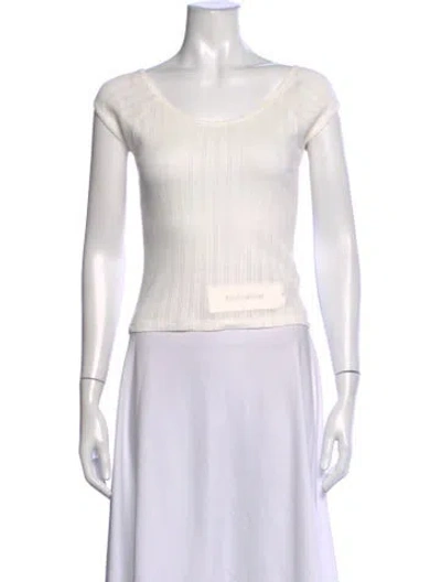 Pre-owned Rouje Scoop Neck Short Sleeve Top In White