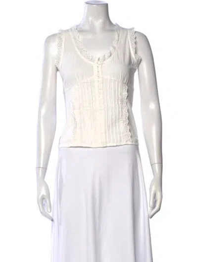 Pre-owned Rouje Scoop Neck Sleeveless Top In White