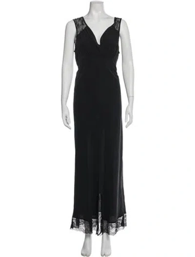 Pre-owned Rouje Silk Lace Trim Embellishment Nightgown In Gray