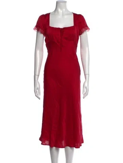 Pre-owned Rouje Silk Midi Length Dress In Red