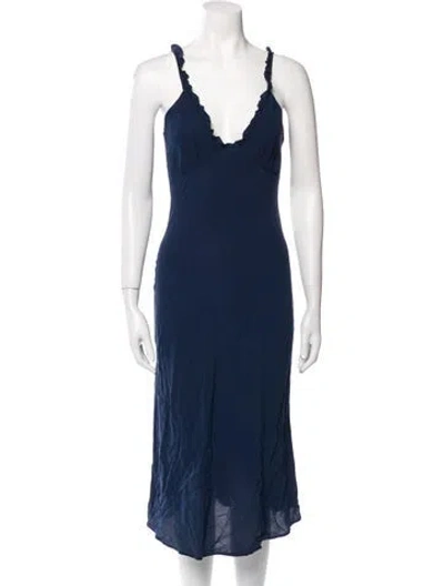 Pre-owned Rouje Silk Midi Length Dress W/ Tags In Blue