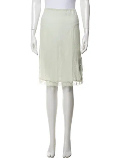 Pre-owned Rouje Silk Midi Length Skirt In Green