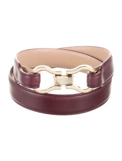 Pre-owned Rouje Skinny Leather Waist Belt In Burgundy