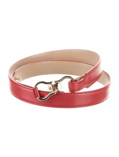 Pre-owned Rouje Skinny Leather Waist Belt In Red