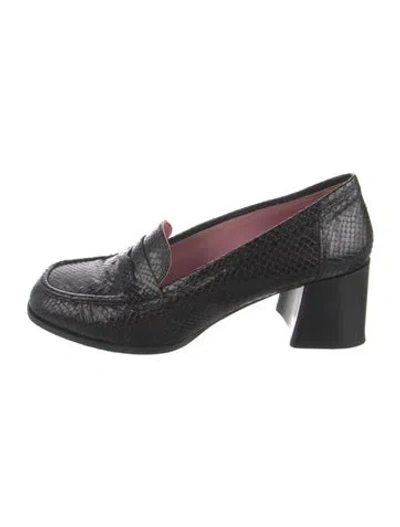 Pre-owned Rouje Snakeskin Animal Print Pumps In Black