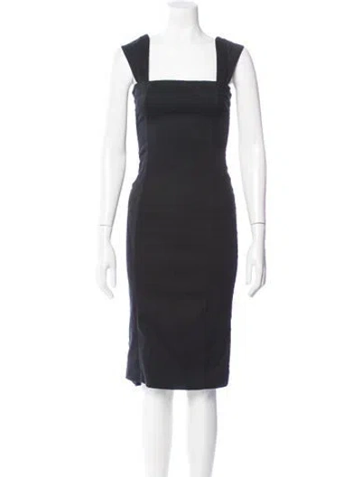Pre-owned Rouje Square Neckline Knee-length Dress In Black