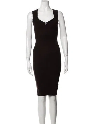 Pre-owned Rouje Square Neckline Knee-length Dress In Brown